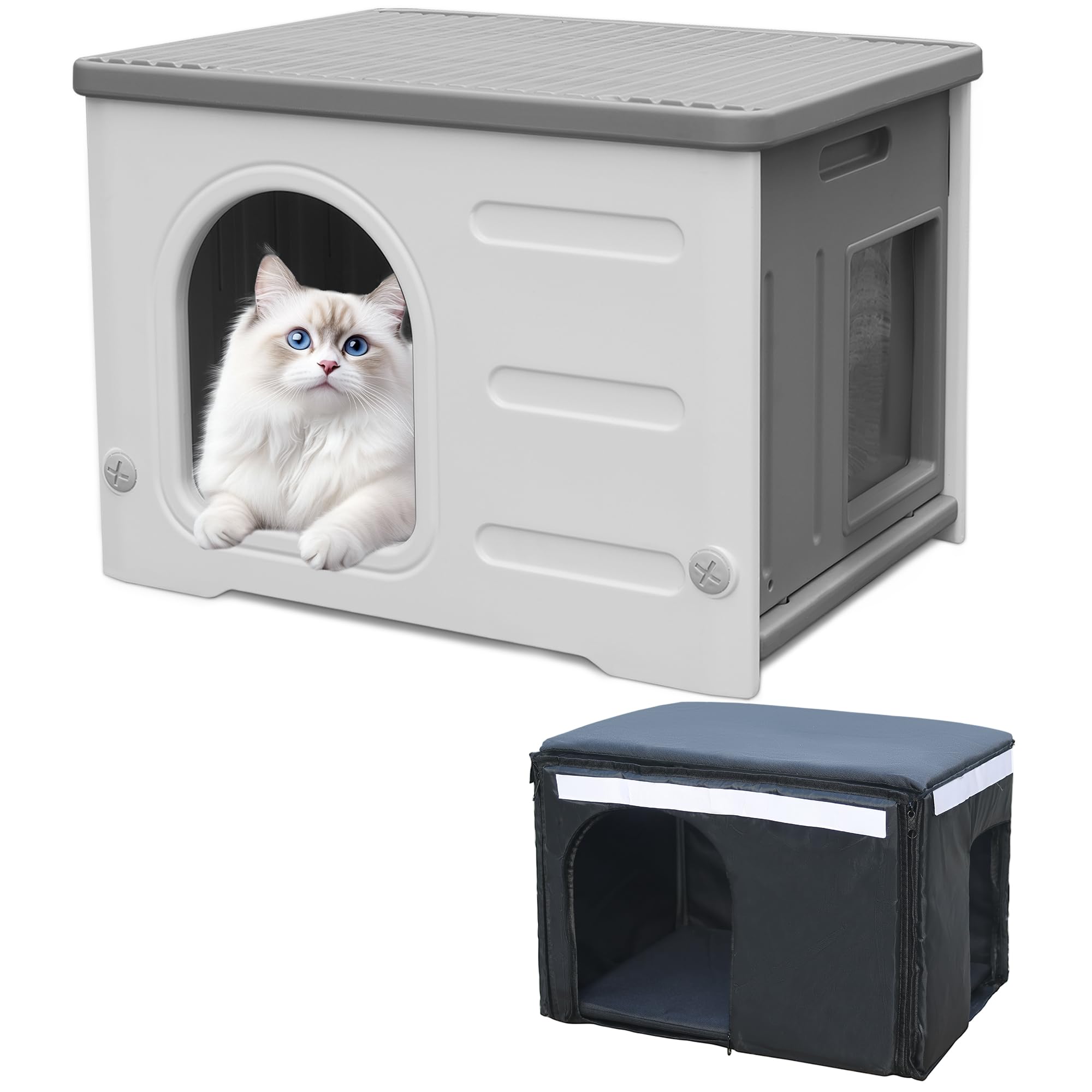 Amazon | 断熱キャットハウス 屋外用 耐候性プラスチック製 猫小屋